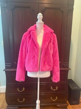 Dolce Cabo Vibrant Pink Faux Fur Teddy Jacket